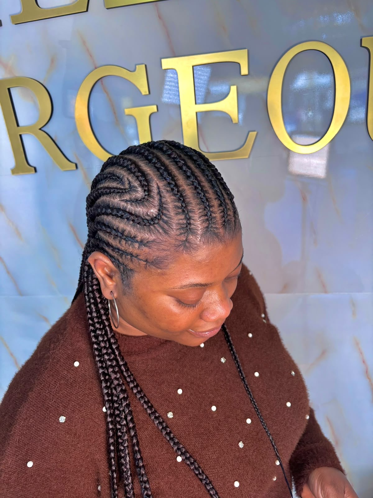 Swirl Design Stitch Cornrows Ponytail