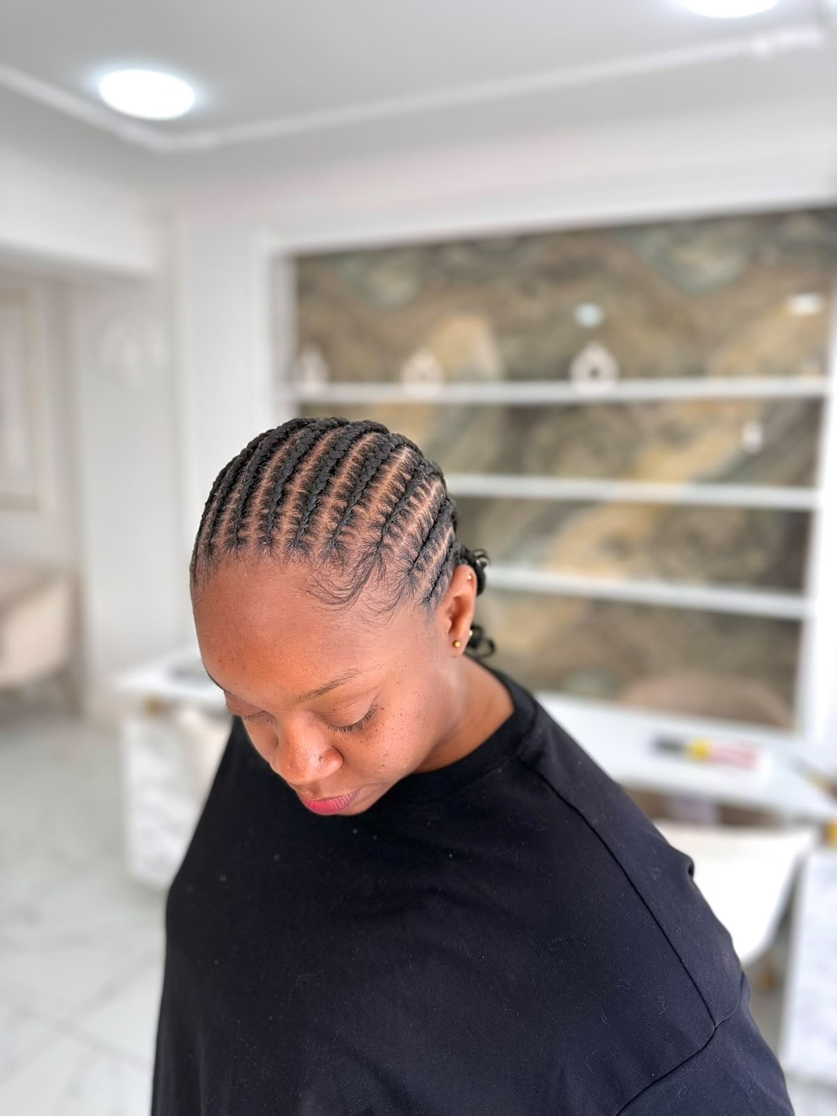 Sleek Straight-Back Cornrows